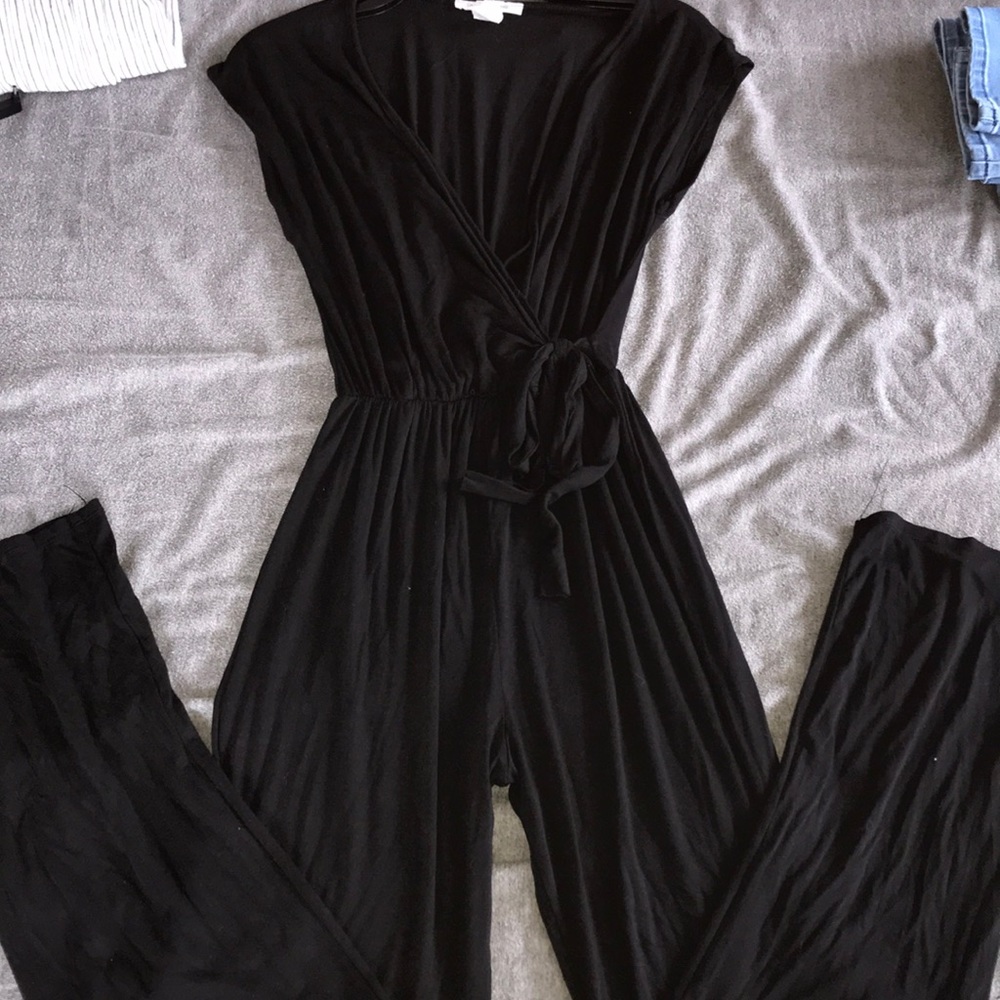 Caution To The Wind: Maxi Black Romper